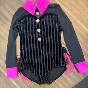 Weissman Black and Pink Striped Dance Costume